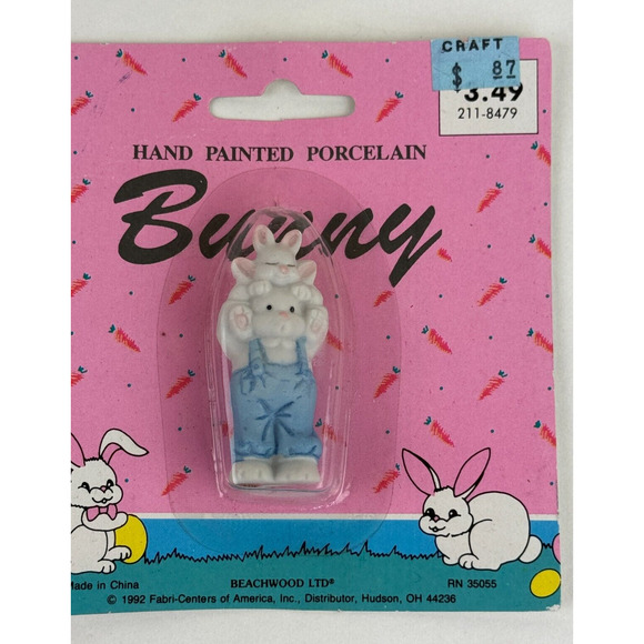 Vintage 1992 Beachwood Ltd Bunny Rabbit Easter porcelain lot of 4 figures - Picture 4 of 10